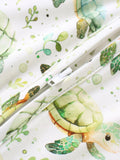 PoshTOT Green Sea Turtle Bamboo Baby Convertible Zippy Romper