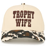 C.C TROPHY WIFE Embroidered Letter Cow Print Trucker Hat