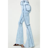 SIP6138A WESTERN LT DENIM ACID WASHED FLARES BELL BOTTOMS