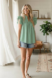 Striped Woven Ruffle Sleeve Babydoll Top