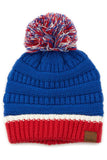 C.C Team Color Ribbed Beanie with Pom Winter Hat
