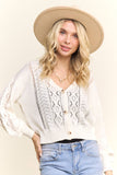 OPEN FRONT CARDIGAN WITH A V-NECK- LESW4111