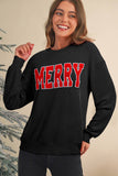 Ribbed Merry Letter Christmas Graphic Top | S-4X