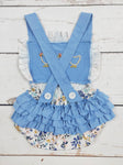 Chicken Appliqué Girls Bubble With Ruffle