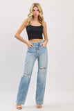 DISTRESSED HIGH RISE RIGID VINTAGE STRAIGHT