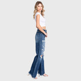 MD HIGH RISE RIGID VINTAGE FLARE W/ PATCH WORK JEANS