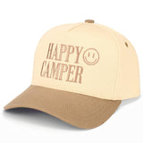C.C HAPPY CAMPER Letter Embroidered on Two Tone Trucker Hat