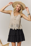 SLEEVELESS KNIT BUTTON VEST TOP- LET4539