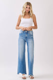 P1553W-MD HIGH RISE STRETCH  WIDE LEG W/ DESTROYED HEM JEANS