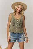SLEEVELESS KNIT BUTTON VEST TOP- LET4539