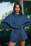 IT2594-BLANK2 | Solid Reversible Mock Neck Sweatshirt Top