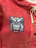 Red acid wash Mad dogs 3 button pullover