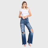 MD HIGH RISE RIGID VINTAGE FLARE W/ PATCH WORK JEANS