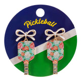 Bow Floral Pickleball Paddle Dangle Earrings