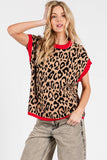 LEOPARD PRINT SLEEVELESS KNIT SWEATER VEST