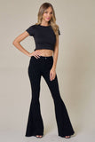 SIP6225A BLK WESTERN INSPIRED, BACK SUEDE STAR FLARE JEANS