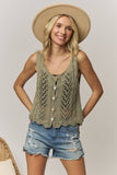 SLEEVELESS KNIT BUTTON VEST TOP- LET4539
