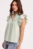 UT1100 Stripe Ruffle Shoulder Blouse