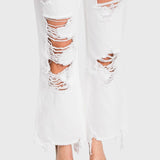 P770VXF-WHT DISTRESSED HIGH RISE RIGID CROPPED FLARE JEANS