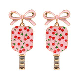 Bow Floral Pickleball Paddle Dangle Earrings