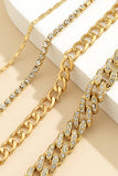 Rhinestone * 4pcs Adjustable Chain Bracelet Sets | One size
