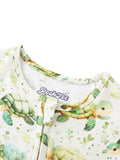 PoshTOT Green Sea Turtle Bamboo Baby Convertible Zippy Romper