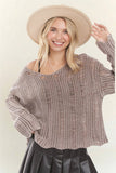 DISTRESSED MINERAL WASHED SWEATER - LESW3703