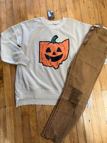 Block State Pumpkin Oversized Fleece Pullover