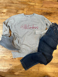 Urbana script pocket crewneck