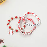 Baseball Charm Letter Beaded Stretch Multi Layered Bracelets