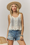 SLEEVELESS KNIT BUTTON VEST TOP- LET4539
