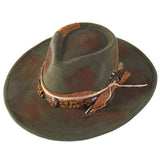 Distressed Fabric Band Rustic Cowgirl Fedora Hat