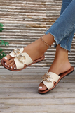 Metal Rings Decor Cutout PU Flat Slippers | US6-10