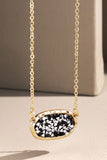 Oval Glitter Stone Accented Short Necklace