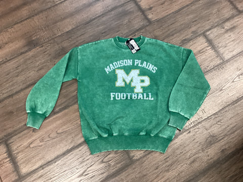 Madison Plains Football Acid Wash Crewneck