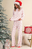 Christmas  Santa Claus Striped Print  Lounge Set | S-XL