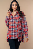 T10561 Long Sleeve Plaid Knit Shacket