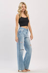 DISTRESSED HIGH RISE RIGID VINTAGE STRAIGHT