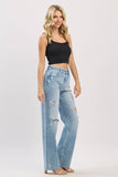 DISTRESSED HIGH RISE RIGID VINTAGE STRAIGHT