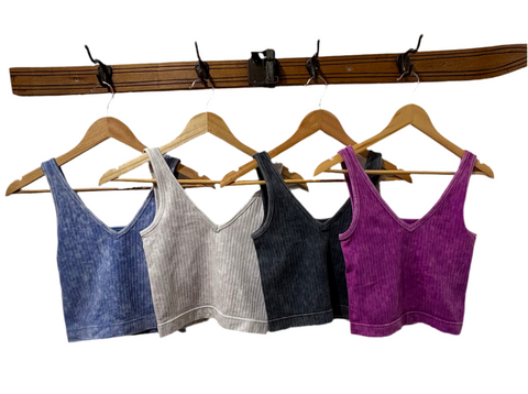 2way Washed Ribbed Seamless Tank Top