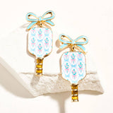 Bow Floral Pickleball Paddle Dangle Earrings