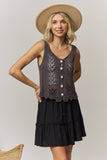 SLEEVELESS KNIT BUTTON VEST TOP- LET4539