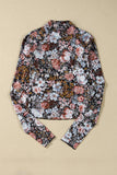 Sassy Floral Mock Neck Mesh Long Sleeve Blouse | S-XL