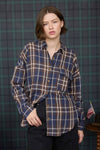 PLAID BUTTON DOWN POCKET DETAIL LONG SLEEVE SHIRT