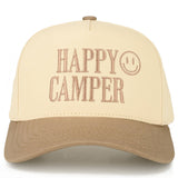 C.C HAPPY CAMPER Letter Embroidered on Two Tone Trucker Hat