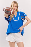 Ruffle Sleeve Scallop Trim Top