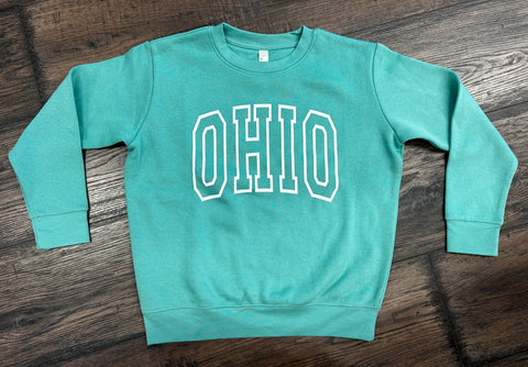 Youth Seafoam Block Ohio Crewneck