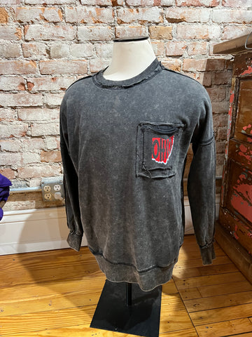 Ohio Acid Wash Pocket Crewneck