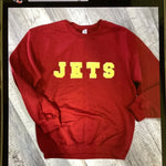 Jets Glitter Letter Crewneck