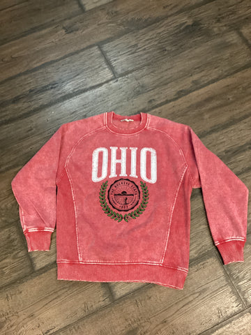 OHIO Circle Buck State Acid Wash Crewneck
